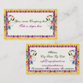 レインボースクロールリーフ黄色のパープルダマ縁どスク 名刺 (正面/裏面)