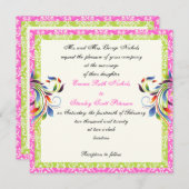レインボースクロール葉ダマスク結婚式 招待状 (正面/裏面)