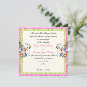 レインボースクロール葉ダマスク結婚式 招待状 (スタンド正面)