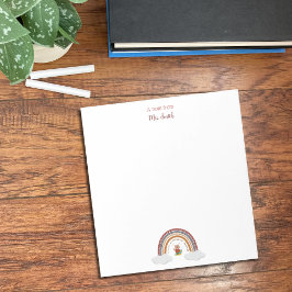 レインボースクール図書館員のメモ帳の下にフクロウ ノートパッド