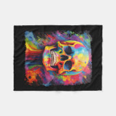 レインボースケルトン解剖学ホラーハロウィーン フリースブランケット (正面(横))