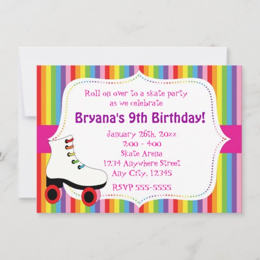 レインボースケートで滑るスケートパーティの招待状 招待状 (正面)