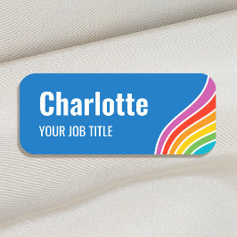 レインボースタイリッシュウェーブスタッフIDブルー 名札