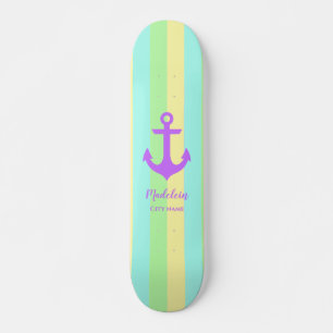 レインボースタイリッシュパステルカラーいかりカスタム スケートボード
