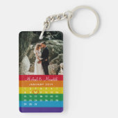 レインボースタイリッシュフォトの結婚日付カレンダー キーホルダー (裏面)