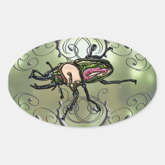 レインボースタグビートル 楕円形シール (正面)