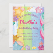 レインボースターきらめくキュートバースデー招待状 招待状 (正面)