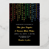 レインボースターガーランズインフォーマル結婚LGBTの金ゴールド 箔招待状 (正面)