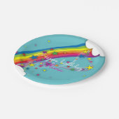 レインボースターズスカイクラウド&ネームハッピーバースデー ペーパープレート (アングル)