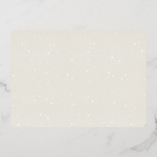 レインボースターズモダンベビーシャワーバラ金ゴールドプレス 箔招待状 (裏面)