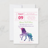 レインボースターズユニコーン – 3x5誕生日招待状 招待状 (裏面)