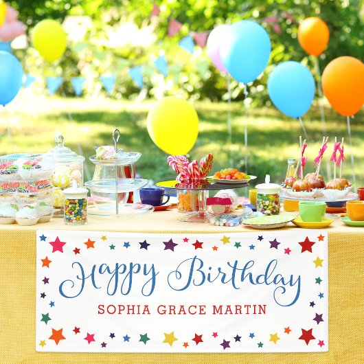 レインボースターズon any colorハッピーバースデーキッズ 横断幕