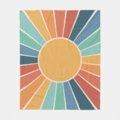 レインボースターバストグルービーレトロヒッピー60sボホ フリースブランケット (正面)