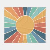 レインボースターバストグルービーレトロヒッピー60sボホ フリースブランケット (正面(横))