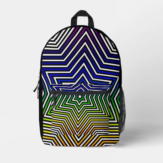 レインボースターパターンオールオーバープリントバックパック プリントバックパック (正面)