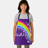 レインボースターピンクパープル名前をカスタムするアート エプロン (インサイチュ)