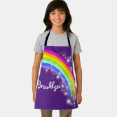 レインボースターピンクパープル名前をカスタムするアート エプロン (インサイチュ)