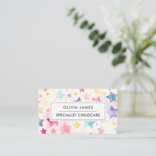 レインボースターベビーシッター託児デイサービスナニー 名刺 (スタンド正面)