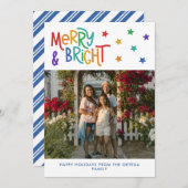 レインボースターメリー&ブライトフォトクリスマス シーズンカード (正面/裏面)