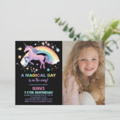 レインボースターユニコーン誕生日招待状写真 招待状 (スタンド正面)