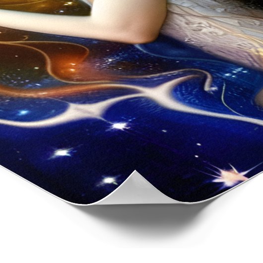 レインボースターライトデジタルアートの彼女 ポスター (角)