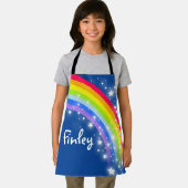 レインボースターレッドブルー名前をカスタムするアート エプロン (インサイチュ)