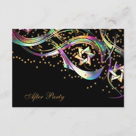 レインボースター紙吹雪がパーティーカードの後に咲く 招待状 (正面)