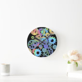 レインボースチームパンクメタルギアアート ラウンド壁時計 (ホーム)