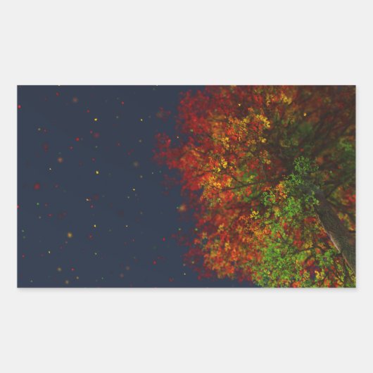 レインボーステッカーの落下 長方形シール (正面)