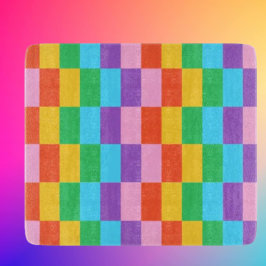 レインボーステップブロックパターン装飾ガラス カッティングボード