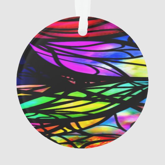 レインボーステンドグラスカラフルファンシーおもしろい オーナメント (裏面)