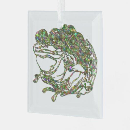 レインボーステンドグラスルックフロッグアートガラスオーナメント ガラスオーナメント (正面左)