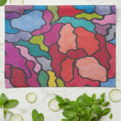 レインボーステンドグラス花抽象芸術 キッチンタオル (折り畳み)