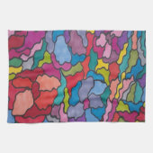 レインボーステンドグラス花抽象芸術 キッチンタオル (横)