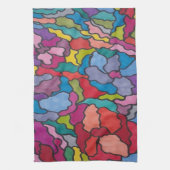 レインボーステンドグラス花抽象芸術 キッチンタオル (縦)