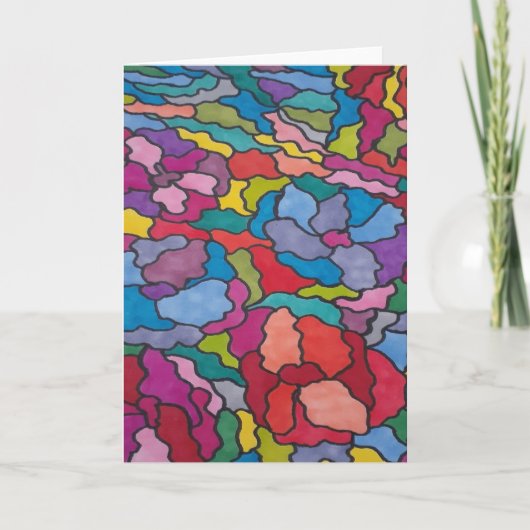 レインボーステンドグラス花抽象芸術 シーズンカード (正面)