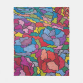 レインボーステンドグラス花抽象芸術 フリースブランケット (正面)