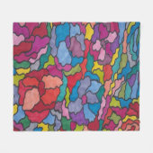 レインボーステンドグラス花抽象芸術 フリースブランケット (正面(横))