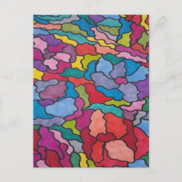 レインボーステンドグラス花抽象芸術 ポストカード