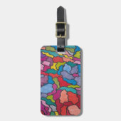 レインボーステンドグラス花抽象芸術 ラゲッジタグ (正面縦)