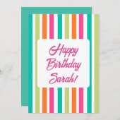 レインボーストライプおもしろいパターン 招待状 (正面/裏面)