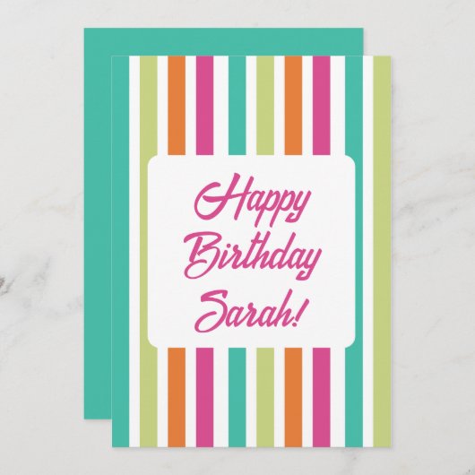 レインボーストライプおもしろいパターン 招待状 (正面/裏面)