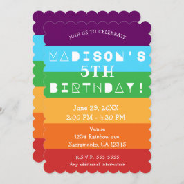レインボーストライプおもしろいブライト誕生日パーティー任意の年齢 招待状