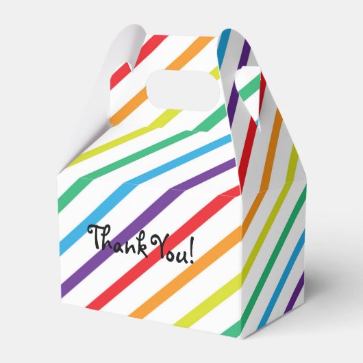 レインボーストライプおもしろい誕生日パーティーの好意ボックス フェイバーボックス (正面サイド)