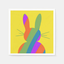 レインボーストライプのイースターバニー スタンダードカクテルナプキン