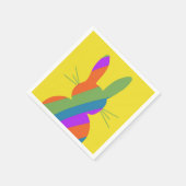 レインボーストライプのイースターバニー スタンダードカクテルナプキン (角)