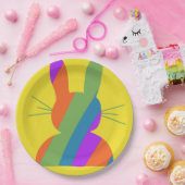 レインボーストライプのイースターバニー ペーパープレート (パーティー)
