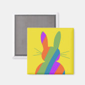 レインボーストライプのイースターバニー マグネット (正面/裏面)