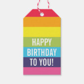 レインボーストライプのギフトパーソナライズされたラベル ギフトタグ (正面)