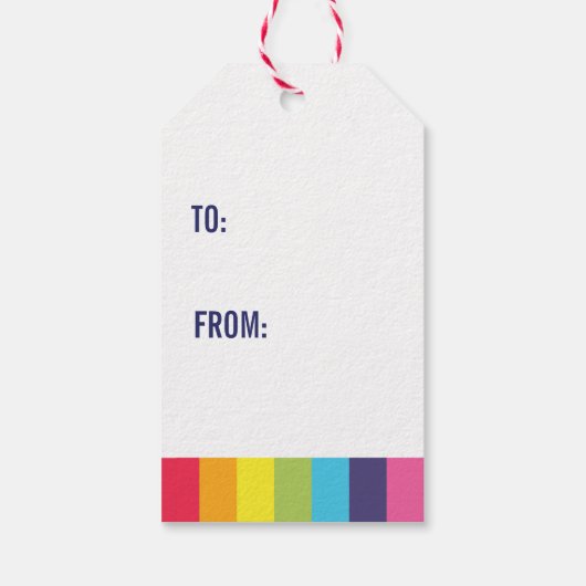 レインボーストライプのギフトパーソナライズされたラベル ギフトタグ (裏面)
